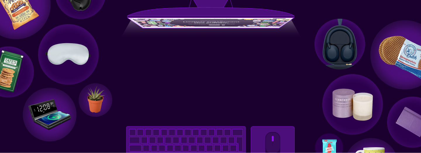 Admin Professionals Day curated gift collection on desk with product circles